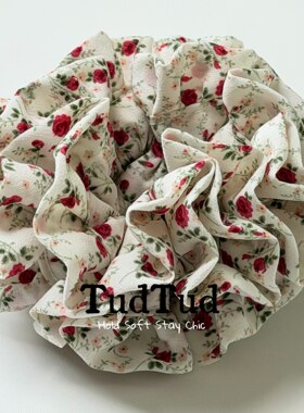 TudTud 法式手工大肠发圈！法式复古风温柔发饰碎花绣球重工发圈