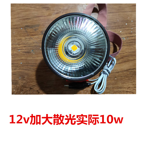 12v强光散光头灯外接夹电瓶12v15w55w60w大功率led