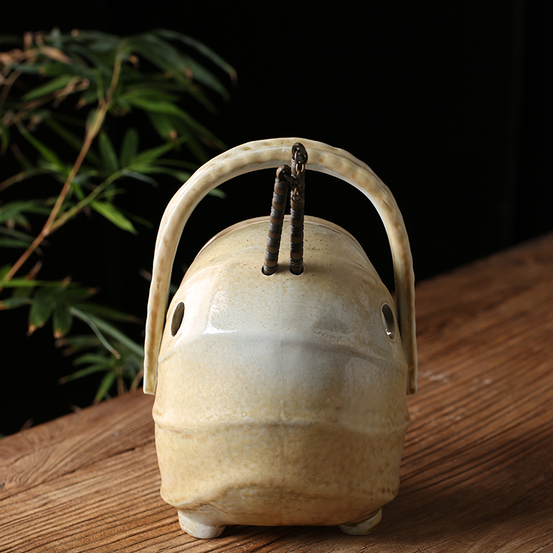 煮茶炭核桃炭橄榄乌榄炭枣炭提梁盛炭容器日式回流陶瓷复古装炭器,淘宝优惠券,粉丝福利购,淘宝优惠卷