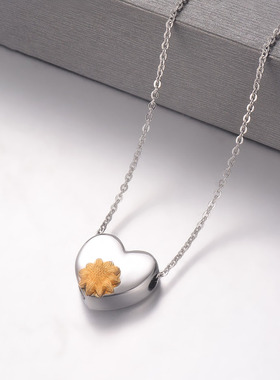 可打开装骨灰纪念亲人向日葵项链