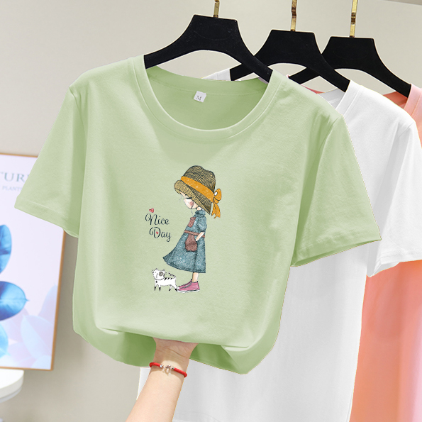 雪梦娅旗舰店短袖t恤女年春夏装新款韩版宽松ins潮学生牛油果绿早春上衣服1