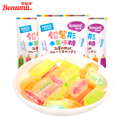 宝奴咪彩色铅笔糖玩具糖果混合水果糖怀旧小零食儿童食品硬糖 - 图0
