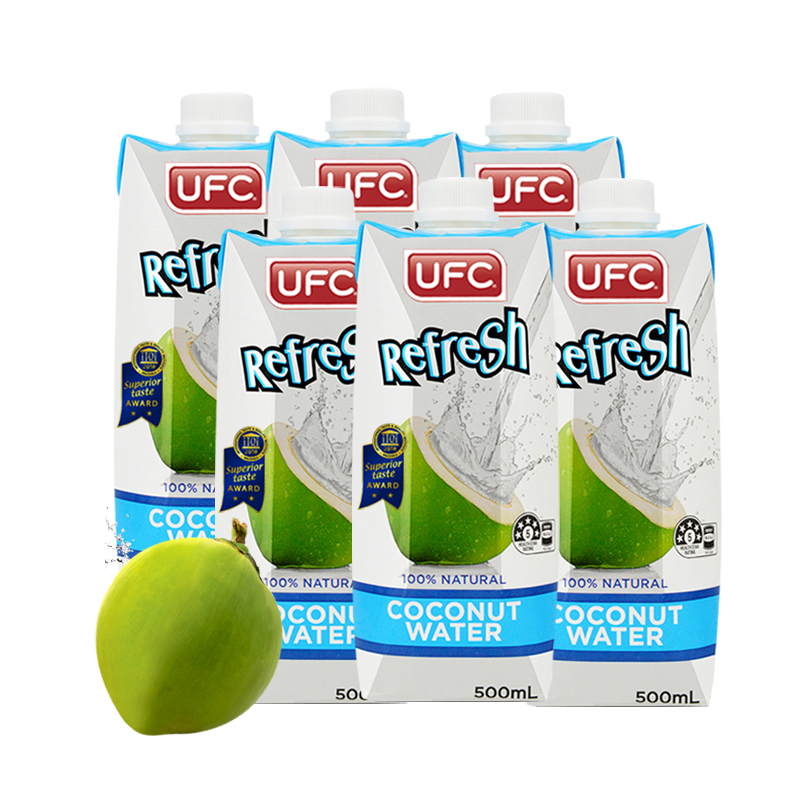 椰子水原味500ml*6瓶泰国原装进口UFC果汁纯椰子水饮料NFC