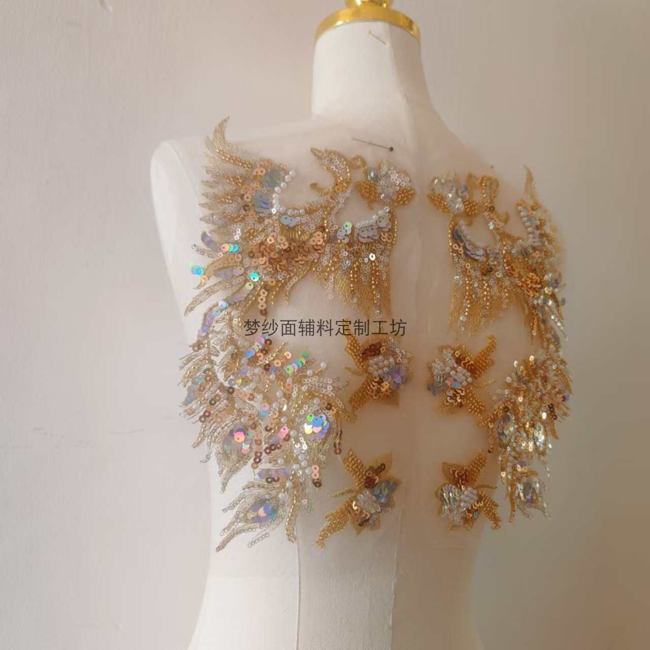 小凤凰一对价 珠绣凤凰花贴 新娘婚纱礼服刺绣珠子彩片 新品上市 - 图0