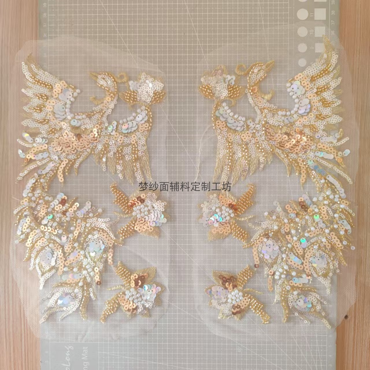 小凤凰一对价 珠绣凤凰花贴 新娘婚纱礼服刺绣珠子彩片 新品上市 - 图3