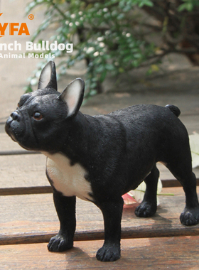 仿真狗法国斗牛犬模型法斗车摆件