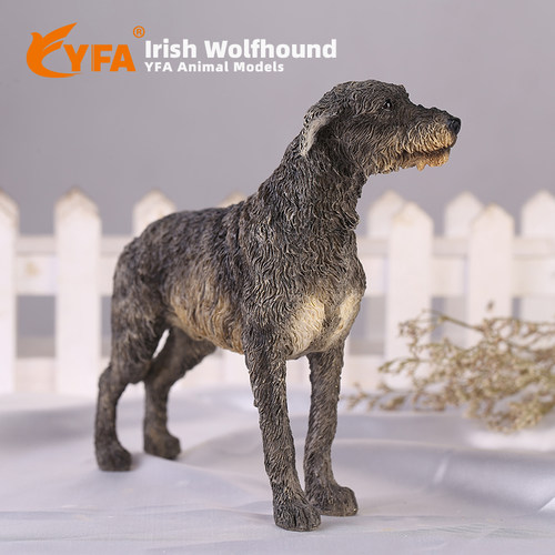 吉佳美YFA模玩爱尔兰猎狼犬仿真狗模型公仔车载摆件工艺品配兵人 - 图0