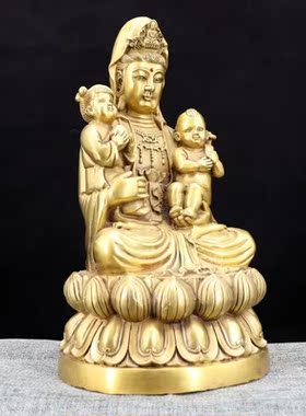 黄铜送子观音送子娘娘家用供佛