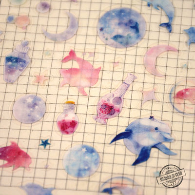 韩国manet贴纸海豚海洋手账帐素材儿童手机可爱装饰小贴贴画 虎窝淘