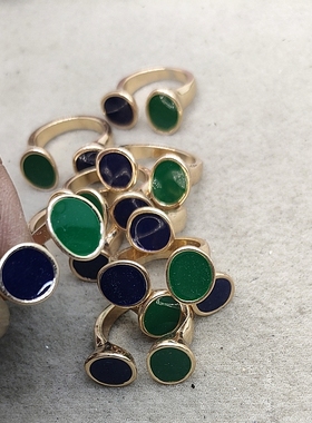 38满29元包邮  蓝色绿色滴釉戒指10个
