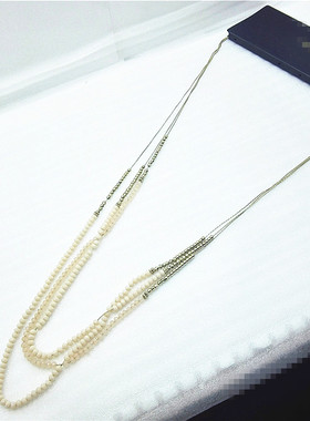 欧美日韩风三层质感长款毛衣链