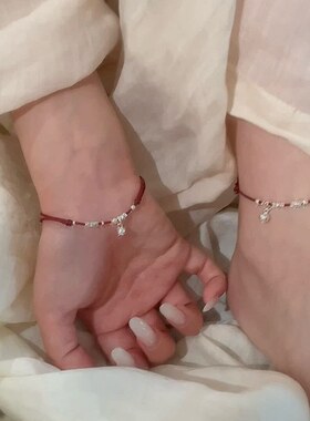 新中式碎银子有声音会响铃铛红绳脚链女2026新款可调节不褪色足链