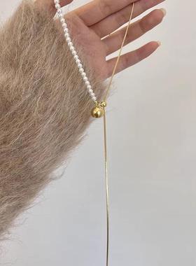 长款珍珠项链女配饰毛衣链秋冬2025新款轻奢小众高级感Y型抽拉式