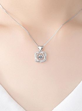 s925纯银双心交织项链女款2025新款轻奢小众跳动锁骨链情人节礼物