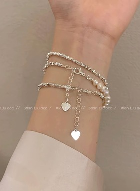 设计感碎银子珍珠手链闺蜜礼物
