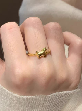 马到功成~2026本命年可爱小马驹戒指不掉色生肖马ins设计新年礼物