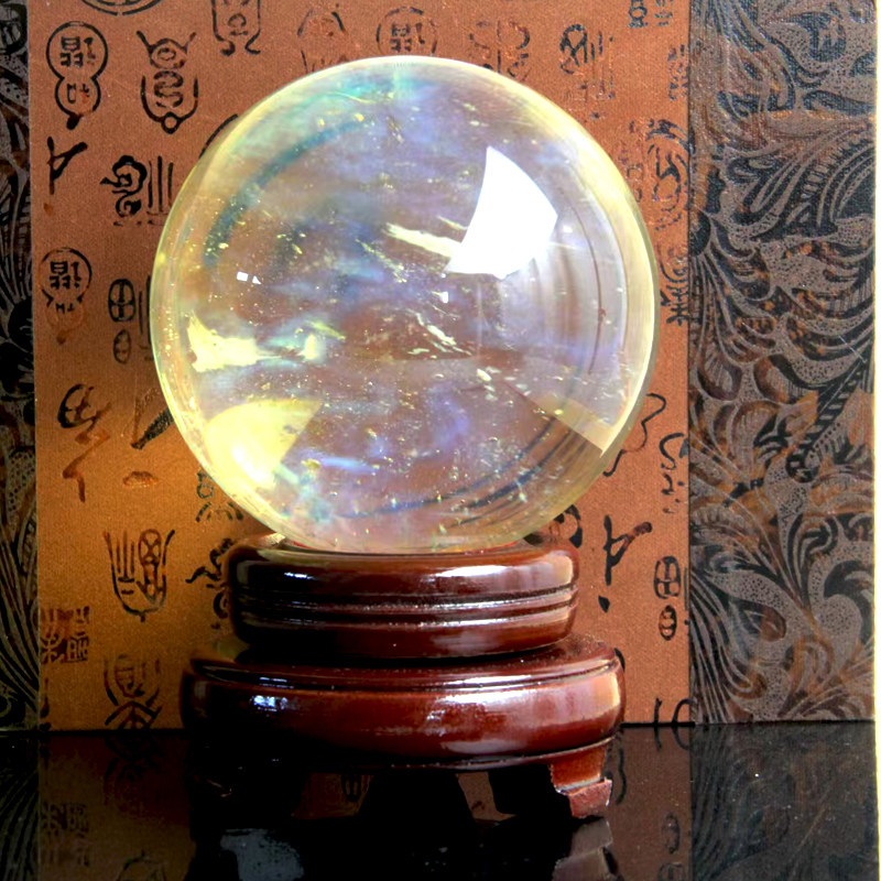 天然黄色水晶球摆件熔炼石风水球开业乔迁礼品高端招财摆件送底座,淘宝优惠券,粉丝福利购,淘宝优惠卷