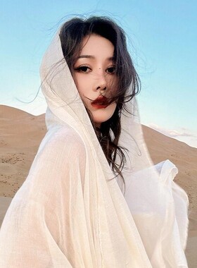 防曬纱巾旅游拍照民族风春夏季薄款盘扣披肩女外搭披风时尚丝巾