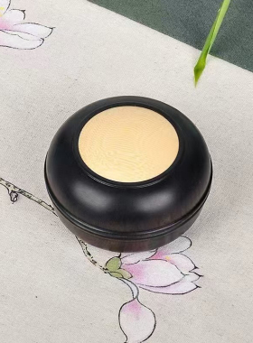 红木实木整木雕刻印泥盒紫光檀玉石戒指收纳盒红木首饰盒圆形香盒