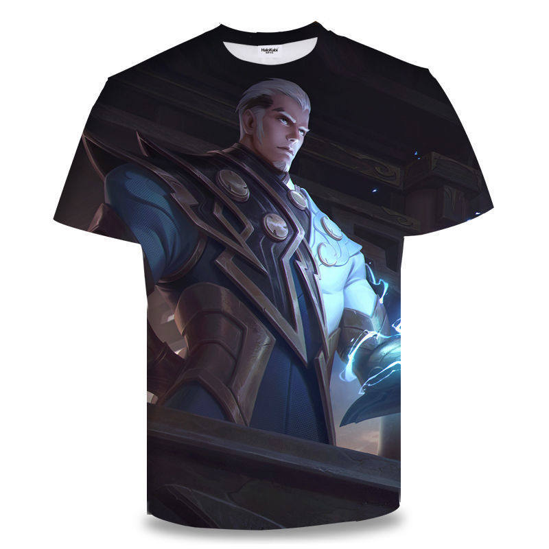 新王者荣耀黄忠原皮肤衣服3D印花男女装短袖t恤青少年儿童cos上衣