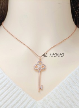 纯银皇冠钥匙项链女玫瑰金心冠