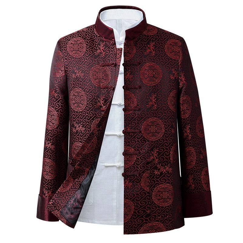 秋冬中式长袖唐装男中老年人上衣 犀狮龙民族服装