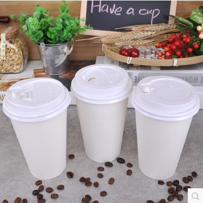 一次性咖啡杯加厚双淋膜纯白色纸杯700ml500奶茶杯冷热饮杯1000只 - 图1