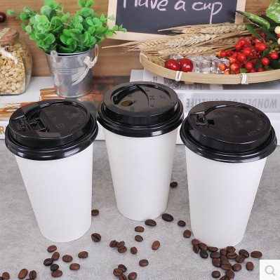 一次性咖啡杯加厚双淋膜纯白色纸杯700ml500奶茶杯冷热饮杯1000只 - 图0