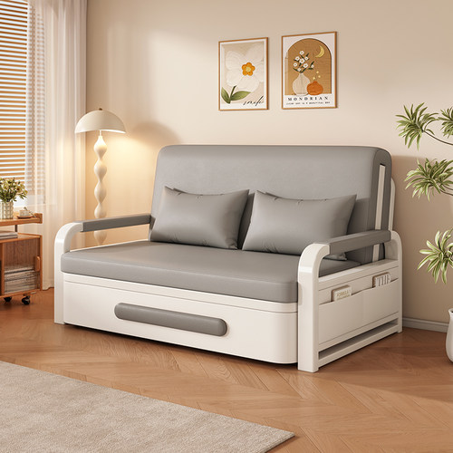 折叠沙发床两用2025新款多功能碳素钢架小户型客厅阳台单人伸缩床 - 图1