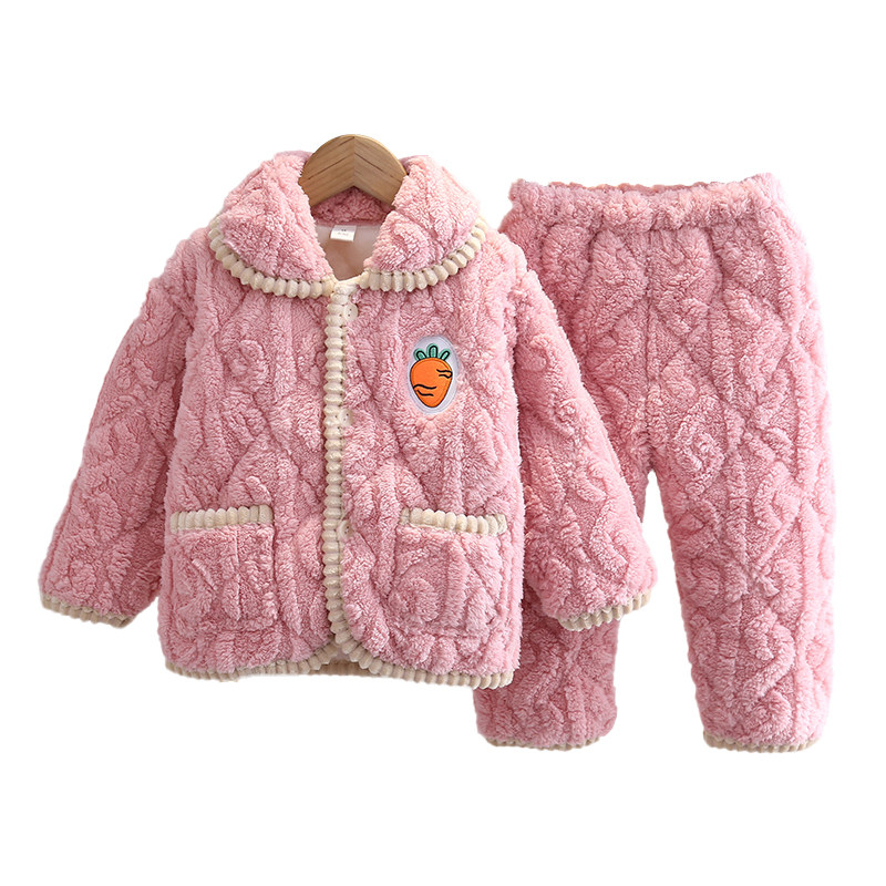 儿童睡衣女童冬季男童三层夹棉法兰绒加绒加厚款女孩珊瑚绒家居服,淘宝优惠券,粉丝福利购,淘宝优惠卷