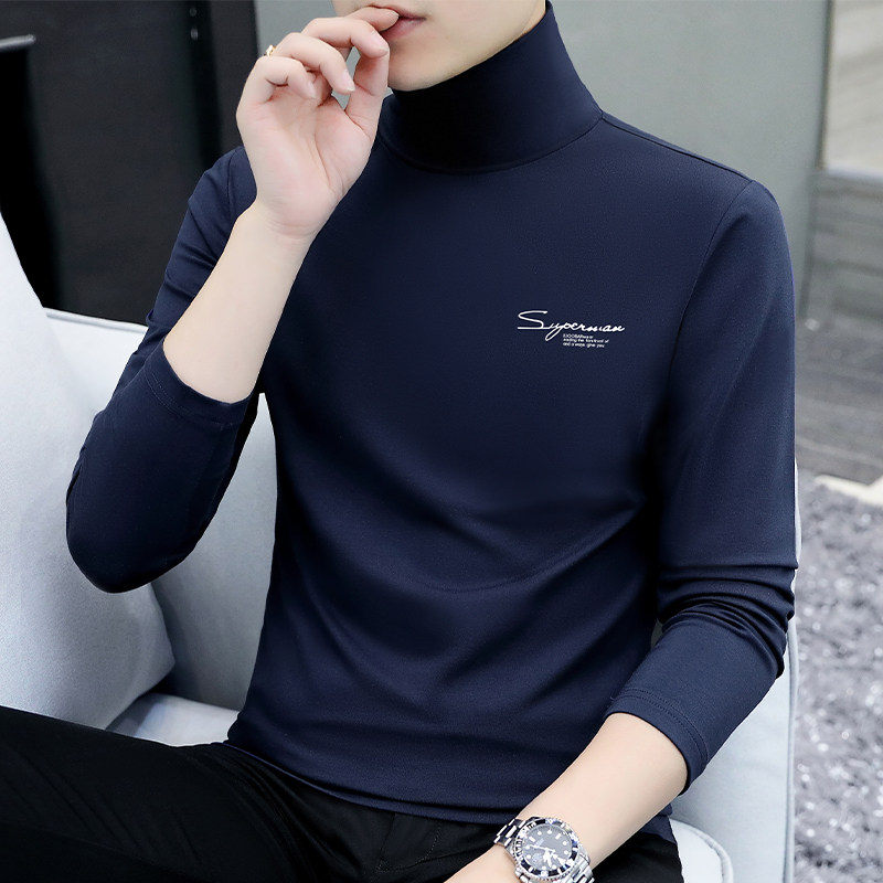 2025新款高品质男高领纯棉长袖t恤男装潮流行薄款男女同款打底衫,淘宝优惠券,粉丝福利购,淘宝优惠卷