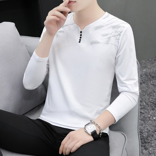 Modal High Quality Trendy Round Neck Printed Long Sleeve T-Shirt