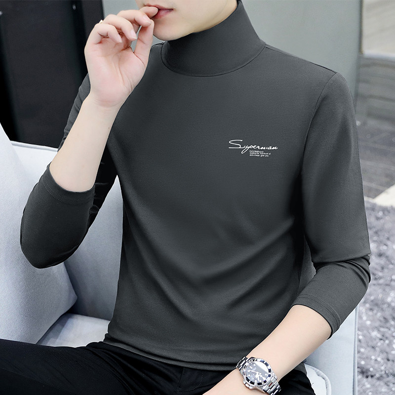 2025新款高品质男高领纯棉长袖t恤男装潮流行薄款男女同款打底衫,淘宝优惠券,粉丝福利购,淘宝优惠卷