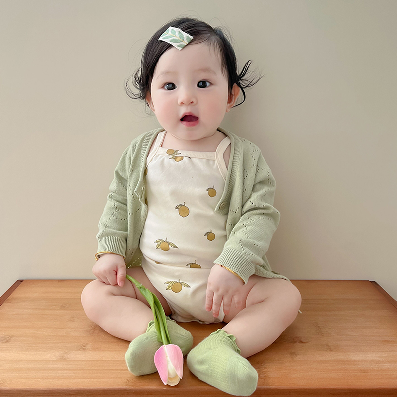 婴儿开衫薄款春秋防晒衣女宝宝空调服外套婴幼儿针织衫外搭夏季 - 图0