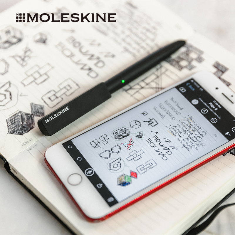 Moleskine 第三代纸质智能书写笔记本套装 纸屏同步有声回放笔迹备份手账本日程本APP同步储存会议记 - 图0