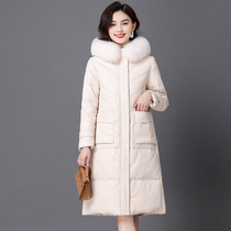 Real leather duvet clothes woman with sheep leather fox fur collar 2023 Winter Henning new thickened fur jacket