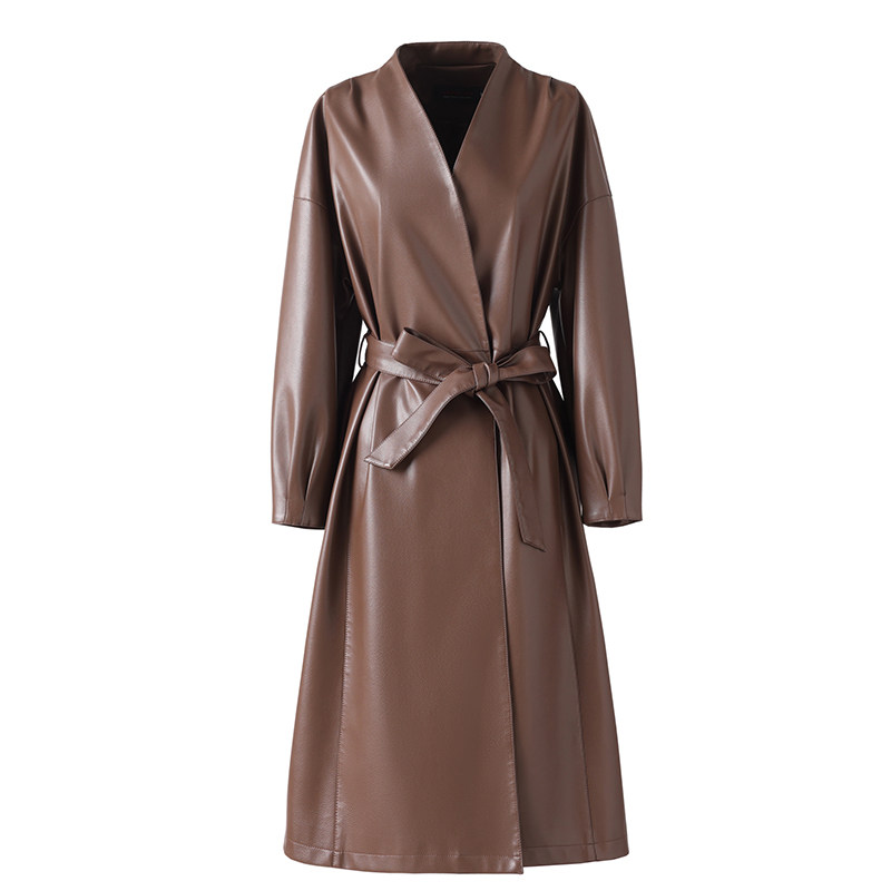 绵羊皮外套女中长款系带修身气质海宁真皮2025新款高级感皮衣风衣,淘宝优惠券,粉丝福利购,淘宝优惠卷