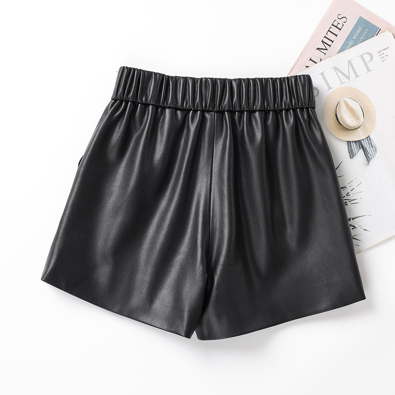 海宁真皮短裤阔腿宽松显瘦羊皮皮短裤2025秋百搭a字绵羊皮女皮裤,淘宝优惠券,粉丝福利购,淘宝优惠卷