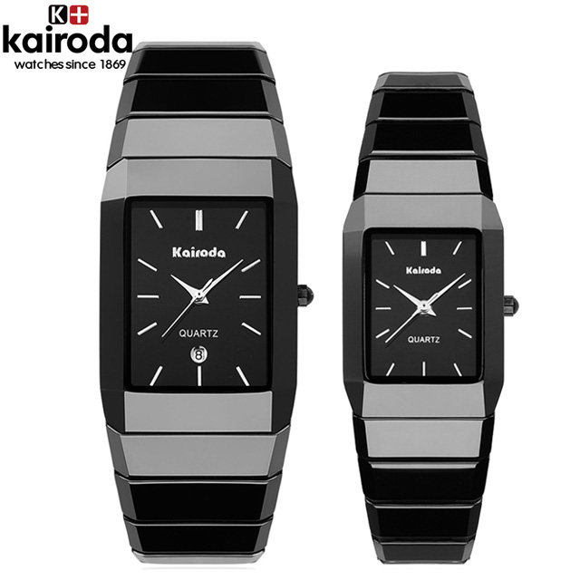 正品长方形男女陶瓷表2019黑石英表 卡瑞达金荣盈国产腕表