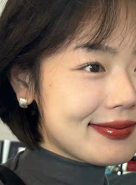 拉丝哑光弧形耳钉女小众设计感精致耳环2023年新款潮韩国气质耳饰