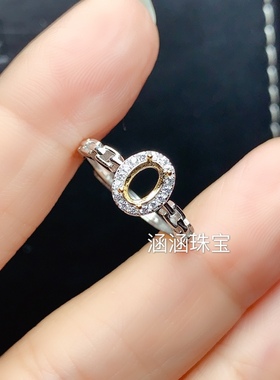 银饰品s925椭圆形蓝宝石日韩戒指