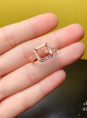 银饰品戒指方形黄水晶日韩
