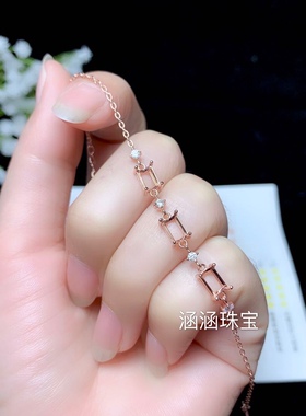 手链四爪长方形银饰品可定制