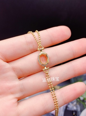 s925银饰品手链空托椭圆形7*9mm代镶欧泊 托帕石 黄水晶 日韩礼物