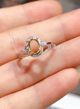 银饰品戒指椭圆形托帕石电镀