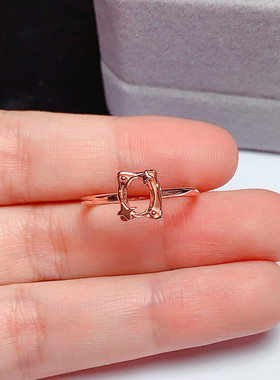 简约 s925银饰品戒指空托椭圆形5*7mm个性时尚女戒 代镶嵌 L