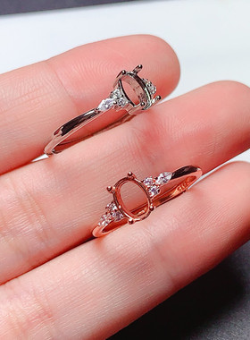 清新时尚戒指空托椭圆形5*7mm 925纯银 礼物 代镶彩宝  s