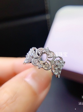 s925银饰品戒指空托坦桑石月光石