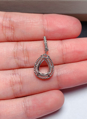 s925纯银吊坠空托6*8mm水滴形 简约百搭 石榴石 坦桑 代镶嵌 x