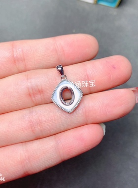 s925银饰品吊坠空托包镶5*7mm代镶欧泊 红宝石 坦桑石 时尚百搭 m